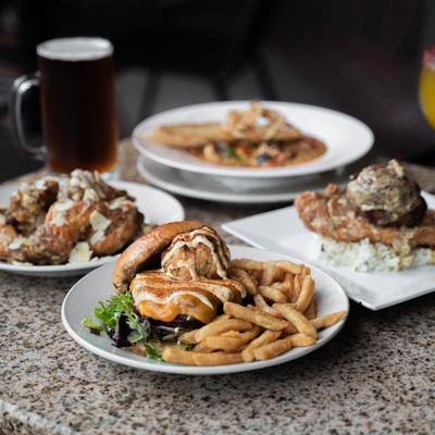 Assorted food plates.