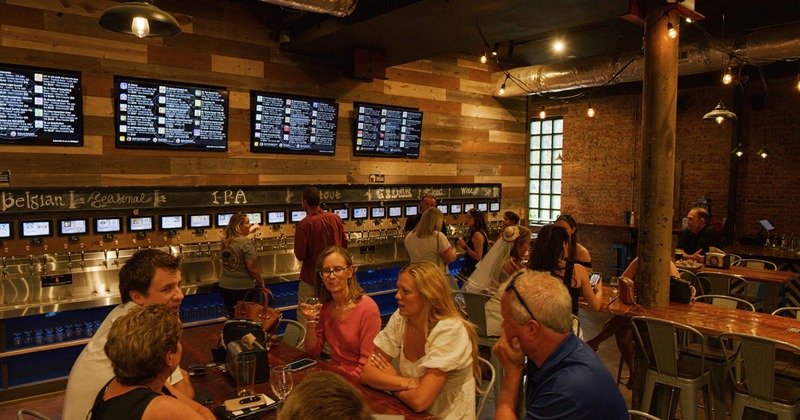 Customers in the taproom
