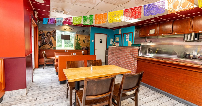 Interior, chairs and tables