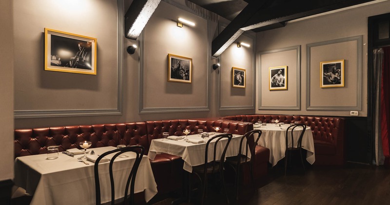 Interior, seating area with tables and chairs