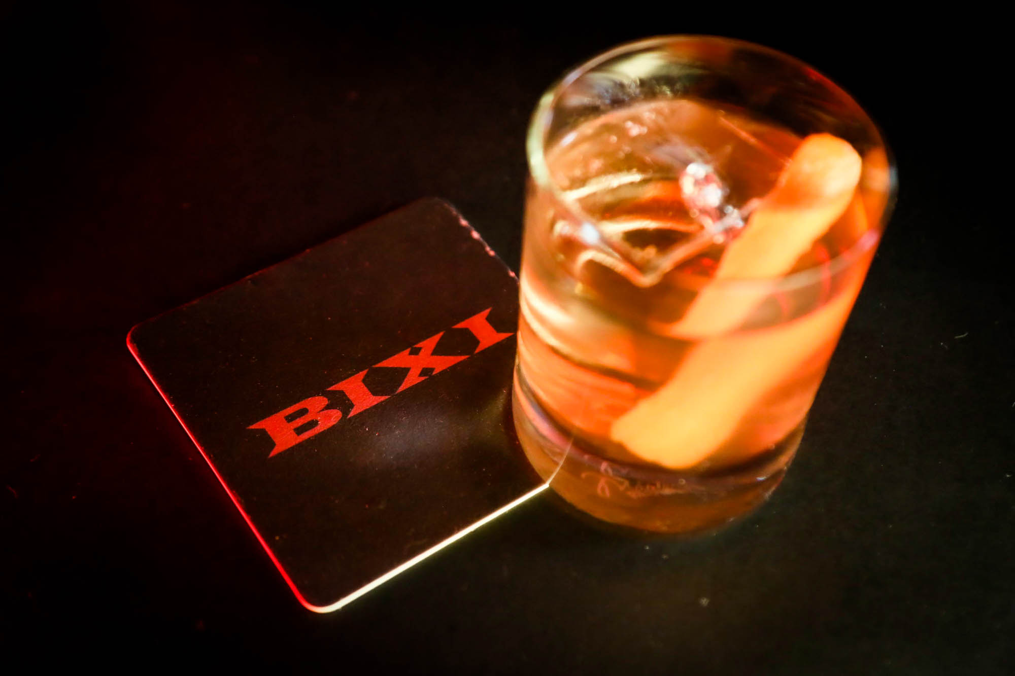 Mixed drink on Bixi coaster photo