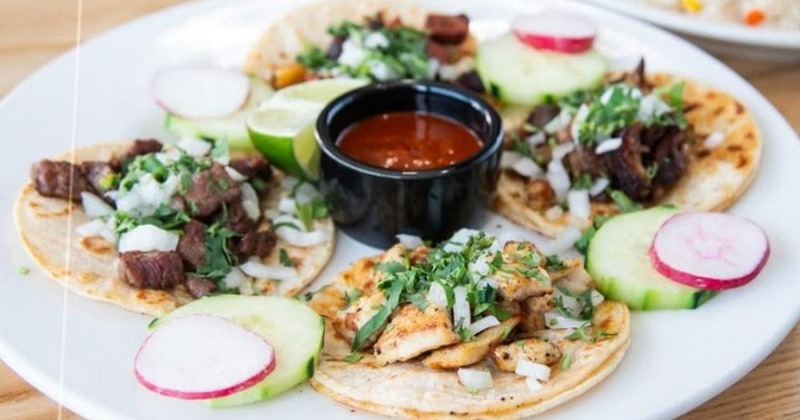 Streets Tacos with homemade tomatillo sauce