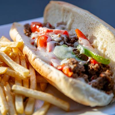 Steak sandwich and fries.