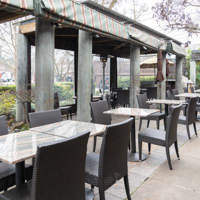 Exterior, outdoor seating area.
