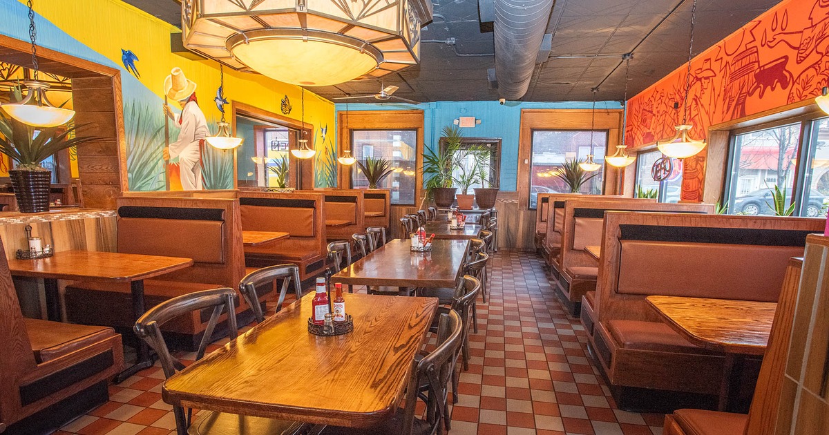 Interior, dining area, tables ready for guests