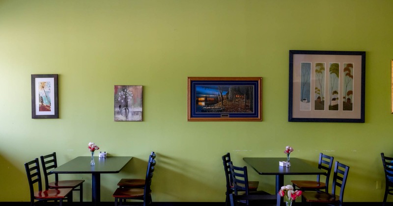 Dining area, paintings on the walls