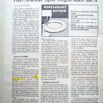 A restaurant review in a newspaper describing different dining experiences