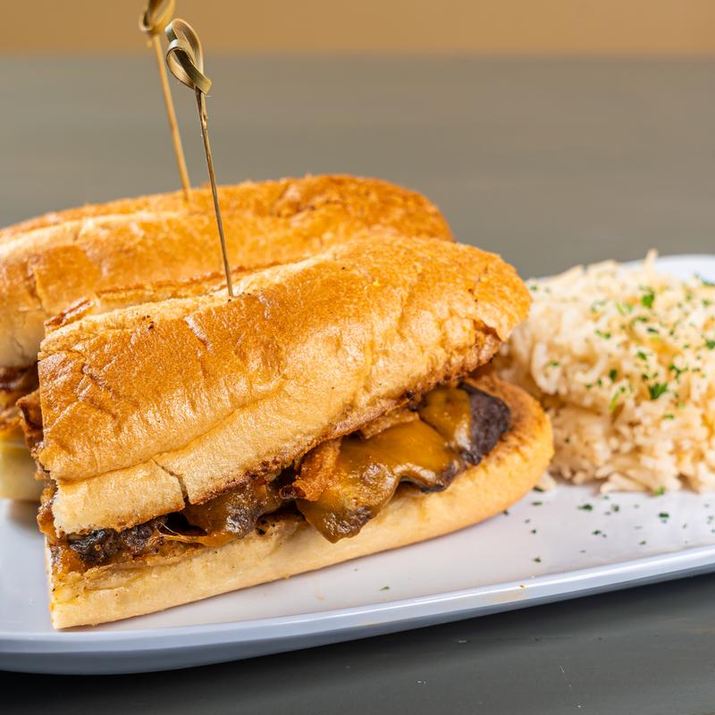 menu item 8 of 12, Cheddar and Onion Steak Sandwich