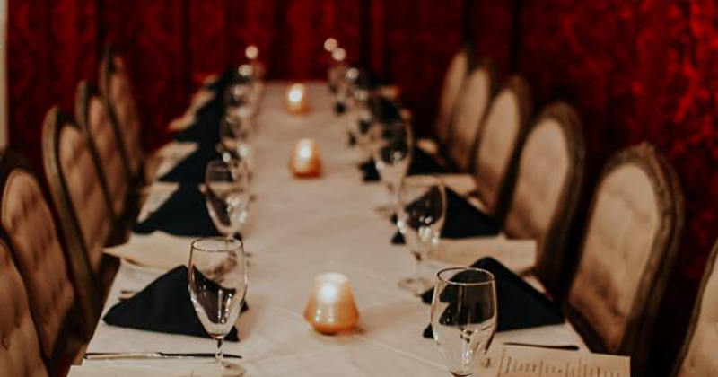 Banquet table set for customers