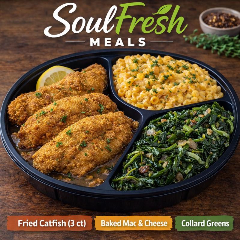 menu item 24 of 43, Fried Catfish | Baked Mac & Cheese | Collard Greens