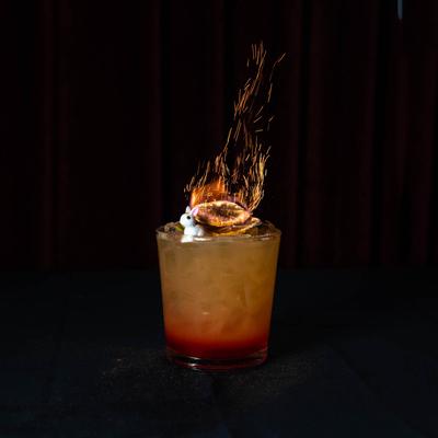 Burning Rabbit In The Hole cocktail.