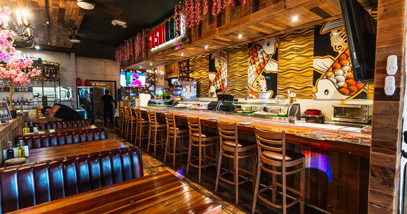 Dinning room interior with a view on the bar