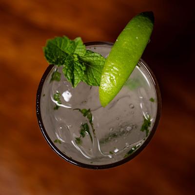 Mojito cocktail, top view.