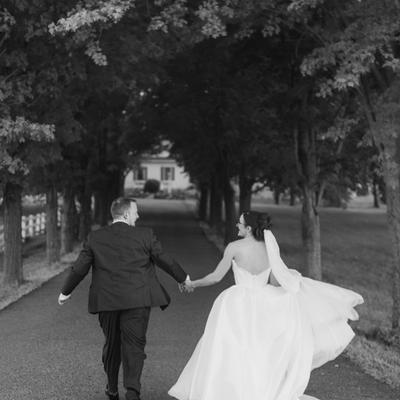 Wedding Couple on the Driveway at Next Chapter Winery.