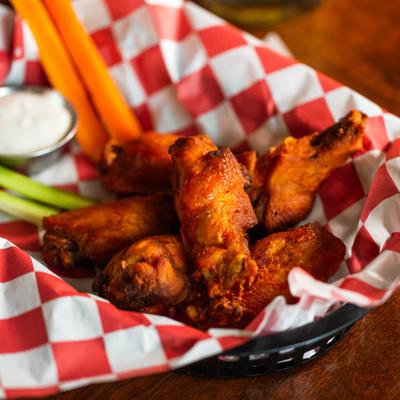 Buffalo Wings, served with dip, celery and carrot sticks