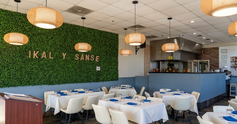 Inside, tables ready for guests