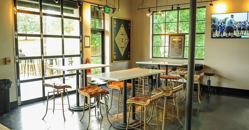 Interior, tall tables and bar stools