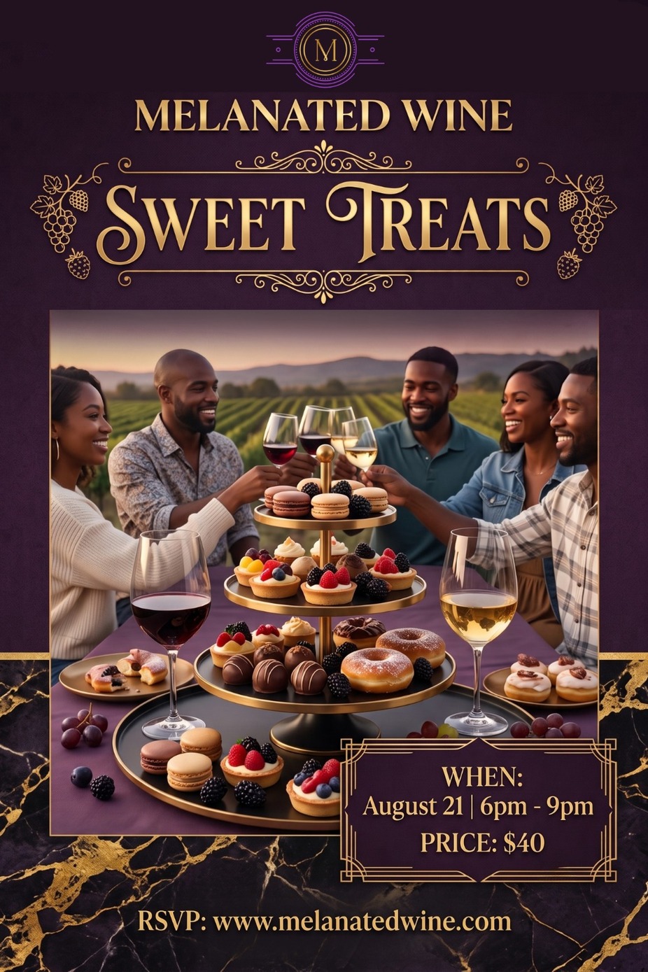 🧁🍇 Indulge Your Senses: Sweet Treats & Wine Tasting! 🍷✨ event photo