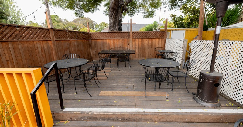 Exterior, patio, tables and chairs