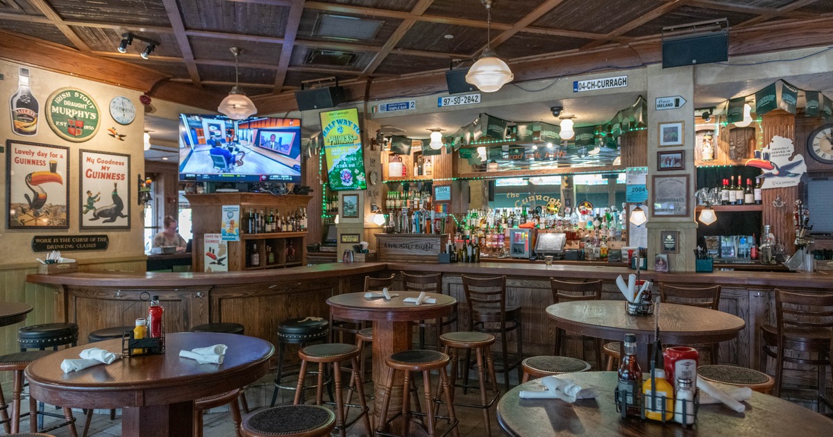 The pub's interior space