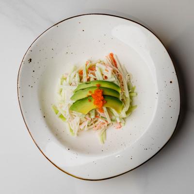 Shredded imitation crab meat salad.