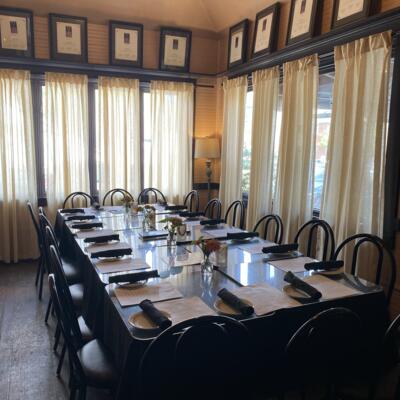 A dining table in the corner.