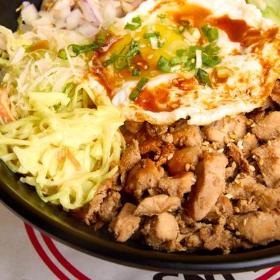 Bibimbap fried chicken bowl.