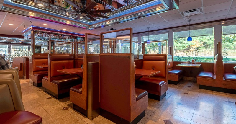 Interior, private booths and tables