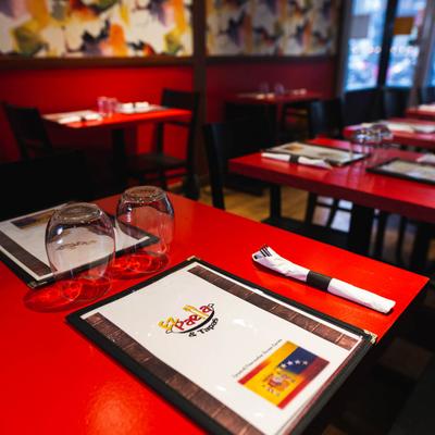 Interior, seating area and table, closeup