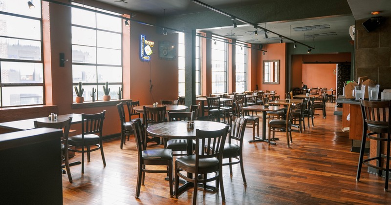 Interior, tables ready for guests