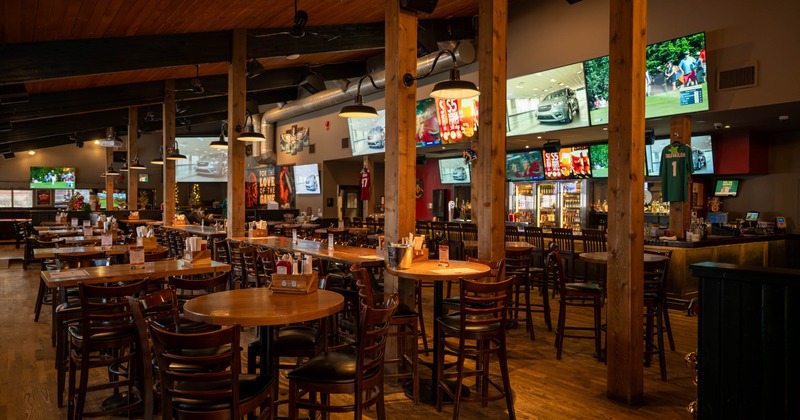 Interior, tall tables and bar stools