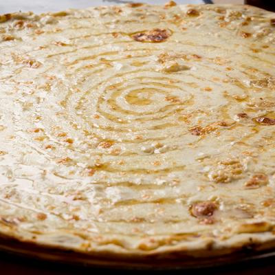 Honey Garlic Alfredo Pizza.