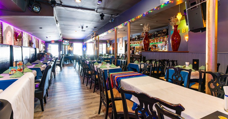 Interior, dining area seating and tables