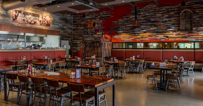 Interior, tables and seating