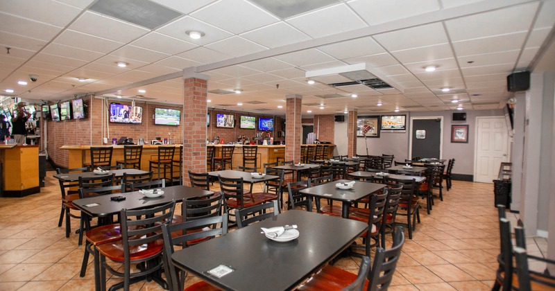 Dining area, tables ready for guests