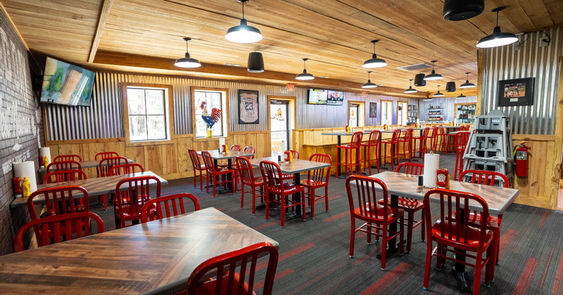 Interior, dining area with tables and seats