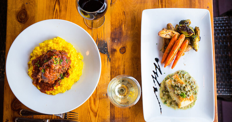 Lamb shank and chilean sea bass with wine