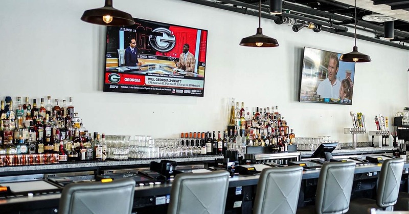 Interior, bar and bar stools