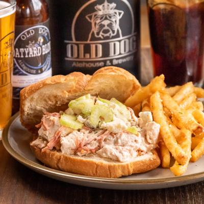 Buffalo chicken croissant and potato chips
