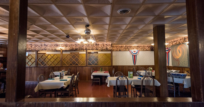 Interior, tables lined up