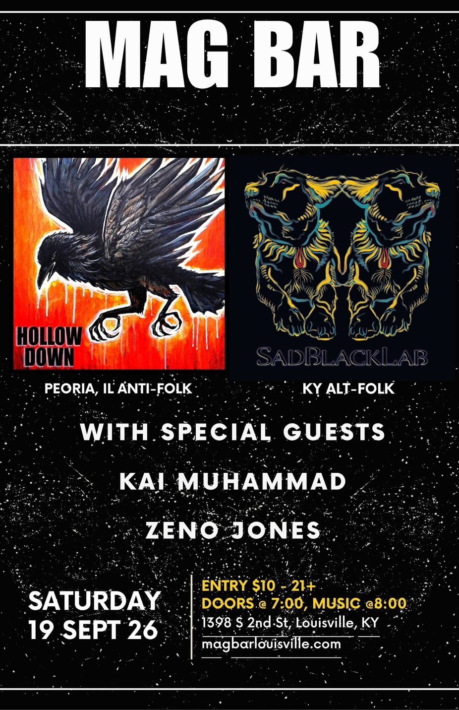 Hollow Down, Sad Black Lab, Kai Muhammad and Zeno Jones at Mag Bar Louisville event photo