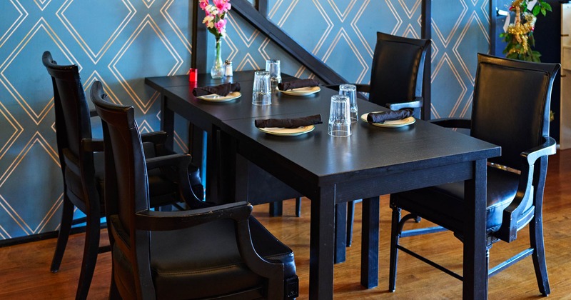 Black dining tables and chairs