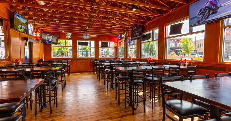 Dining area with bar tables