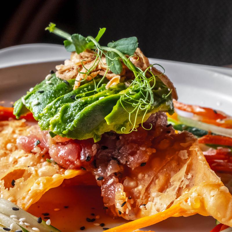 menu item 10 of 11, *Sesame-Crusted Tuna (GF)