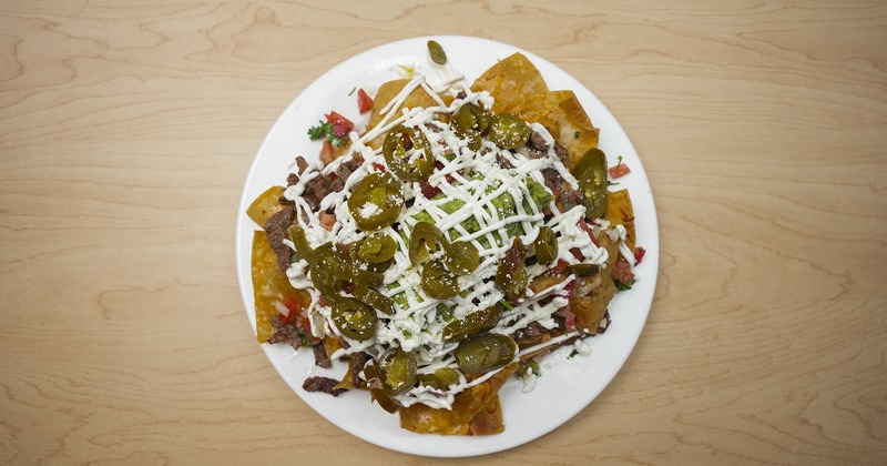 A top view of the Beef Nachos