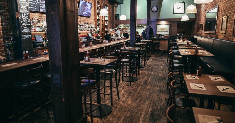 Interior space, seating area and bar