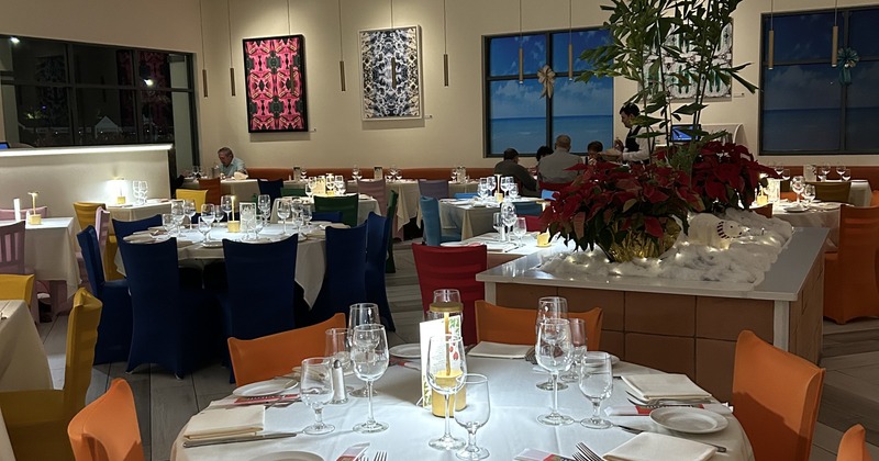 Nicely done interior dining area with set tables ready for guests