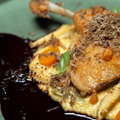 Duck Leg Confit, with polenta.