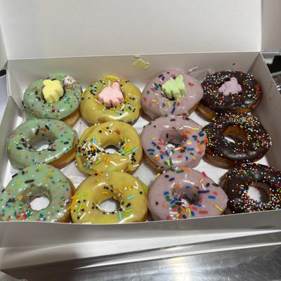 Easter Donuts in box.