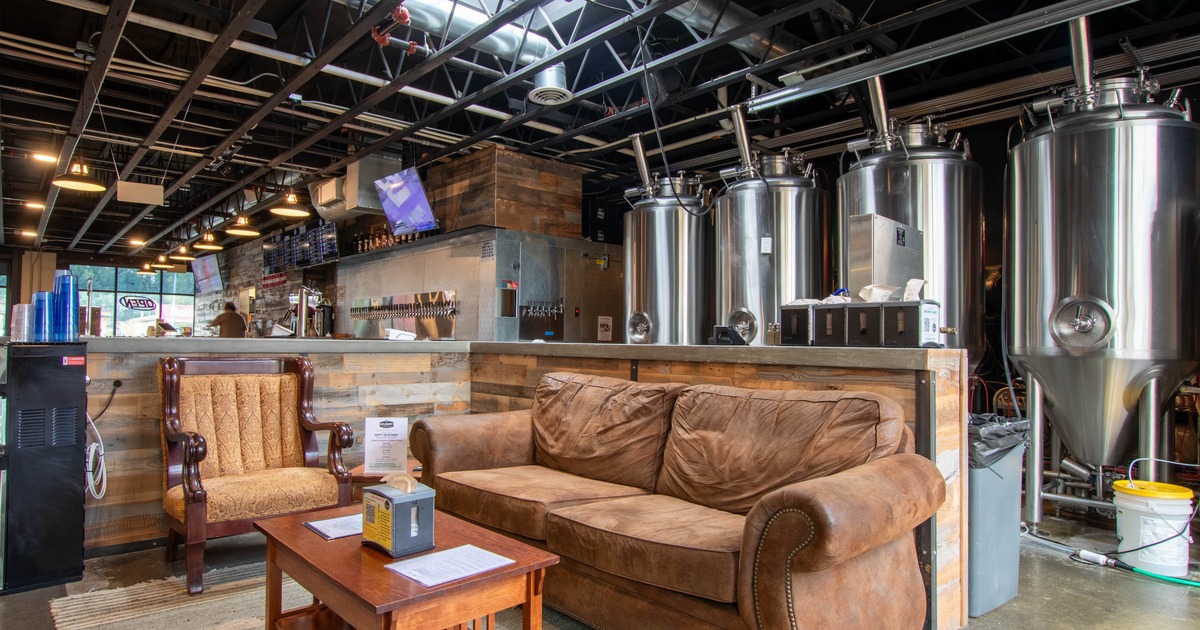 Loune 2 ---Brown Couch and comfy wing chair with a coffe table